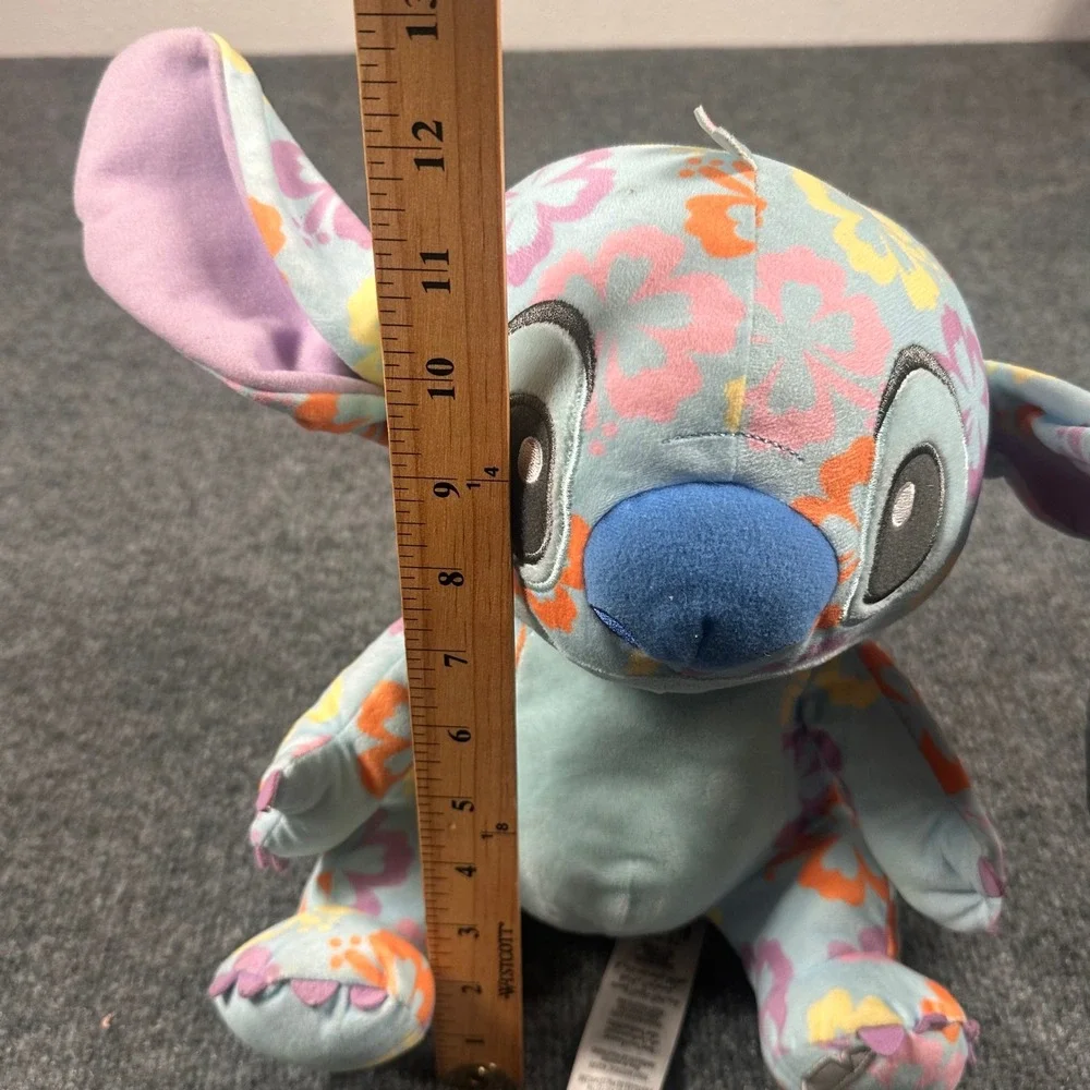 Disney Store Stitch 626 Day Floral Hibiscus Plush Blue Orange Pink 12 Inch